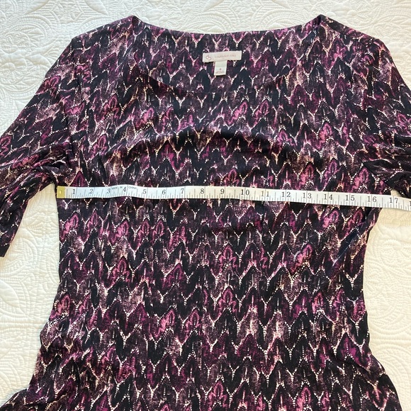 Dress Barn purple and black patterned fit and flair dress in size 8 - Picture 3 of 7